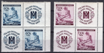 Böhmen und Mähren Michel 62-63 ** postfrisch Rotes Kreuz 1941 Viererblock