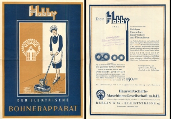 Hobby floor polisher from HAWIG Berlin advertising brochure ca.1940