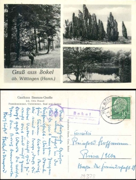 29378 Bokel about Wittingen (Han) 20 country postmarks on postcards o 4.9.1958