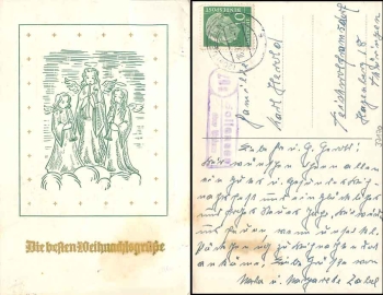 37170 Bollensen via Uelzen 20a country postmark on Christmas card o 16.12.1955