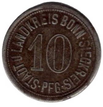 Bonn-Sieg district emergency money 10 pfennigs 1918 emergency coin