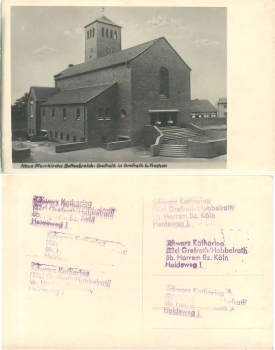 50169 Bottenbroich Tuernich Neue Pfarrkirche Grefrath bei Frechen  gebr. ca. 1940