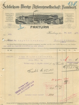 25355 Bad Barmstedt Schlickum-Werk Letterhead with factory view 1919