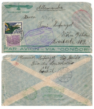 Brasil Condor Zeppelin Transatlantico Aero 1933 from Sao Paulo to Cologne