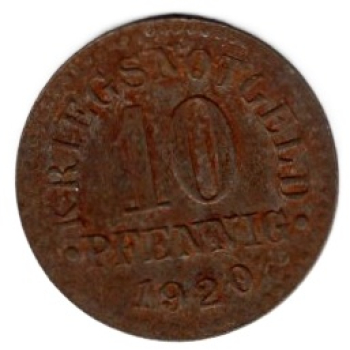 Braunschweig emergency war money 10 pfennigs 1920