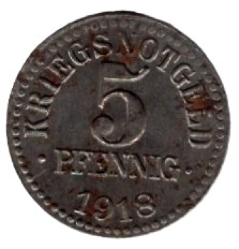 Braunschweig emergency war money 5 pfennigs 1918