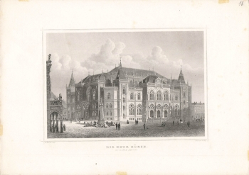 Bremen The new stock exchange  original steel engraving around 1860 by Kurz