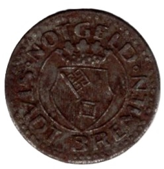 Bremen City Emergency Money 10 Pfennig 1920 Emergency Coin