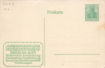 Breslau Jahrhundertfeier 1913 Ausstellung Privatganzsache