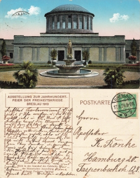 Breslau Silesia Centenary of the Wars of Liberation 1913 Postcard No. 32a Wroclaw o 1924