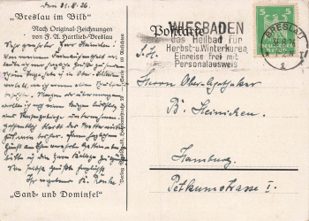 Breslau Sand and Cathedral Island Silesia Artist's postcard Hartlieb Wrocław c. 1926