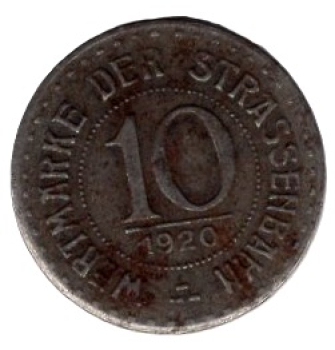 Breslau tram token 10 pfennigs 1920 Poland