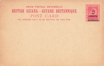 British Guiana Post Card 2 cents on 3 cents postal stationery around 1900 *