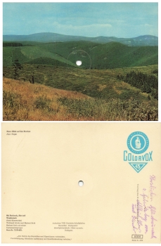 Brocken Roth Kiesewetter With backpack hat and hiking stick Record card Colorvox around 1960