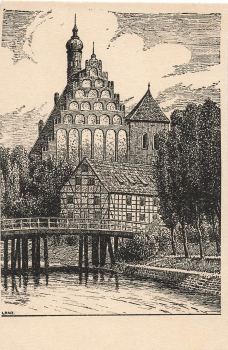Bromberg Church Artist's Postcard W. Lenz Bydgoszcz * circa 1930