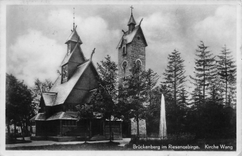 Brueckenberg Riesengebirge Kirche Wang Schlesien Bierutowice Feldpost Heimatpferdelazarett Hirschberg 1941