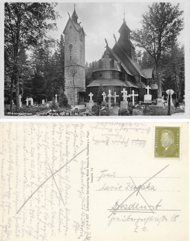 Brueckenberg Riesengebirge Schlesien Kirche Wang Bierutowice gebraucht 1932