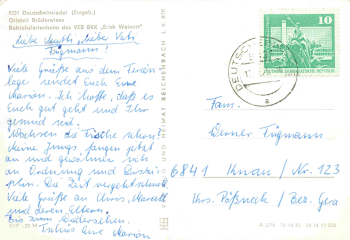Brüderwiese Deutscheinsiedel Erzgebirge Ferienheim VEB BKK Erich Weinert o 1975