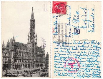 Bruxelles Rathaus Zensur Geprüft Oberkommando der Wehrmacht o 28.11.1942