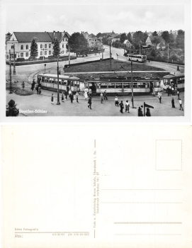 Buehlau Dresden Ullersdorfer Platz with Hecht tram and trolleybus * around 1940