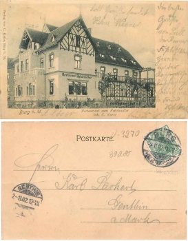 39288 Burg bei Magdeburg Restaurant Reichsadler  o 2.11.1902
