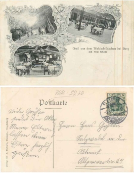 39288 Burg bei Magdeburg Gaststätte Waldschloesschen o 5.8.1906