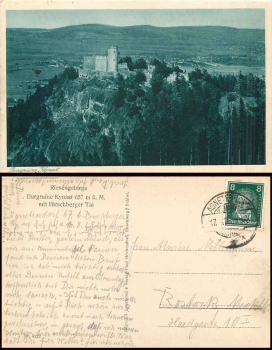 Riesengebirge Burgruine Kynast mit Hirschberger Tal o 17.8.1928