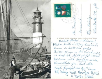 25761 Busum lighthouse with shrimp fisherman o 31.6.1968
