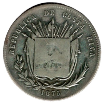 COSTA RICA 50 Centavos 1875 Silbermünze