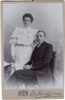 Hochzeitspaar Limbach-Oberfrohna Cabinet Foto 16,5 x 10,8 cm um 1900