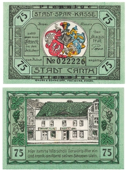 Canth Schlesien75 Pfennig um 1920 Notgeld