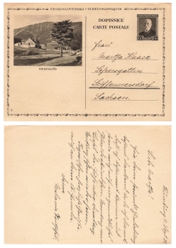 Ceskoslovensko 1-20 Koruny picture postal stationery 7 Krkonose used 1931