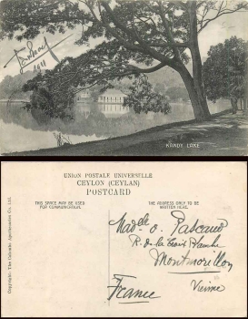 Ceylon Kandy Lake gebr. 1910