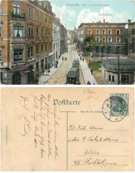 Chemnitz Kronenstrasse mit Reichsbank o 5.7.1908