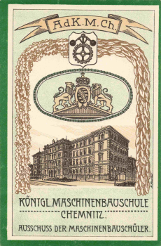 Chemnitz Sachsen Königl. Maschinenbauschule Ausschuß der Maschinenbauschüler Litho * um 1910