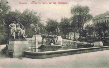 Chemnitz Sachsen Schilling Figuren Königsplatz o 1915