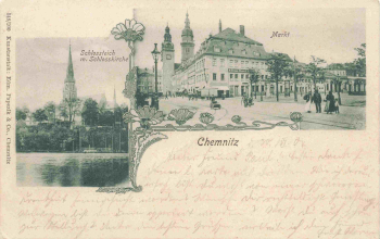 Chemnitz, Saxony – Market Square – Art Nouveau postcard – 1904