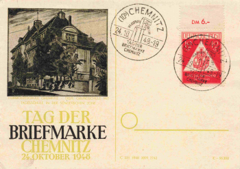 Chemnitz Tag der Briefmarke 1946 Sonderstempel 24.10.1948