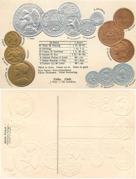 Chile coinage map currency *approx. 1920