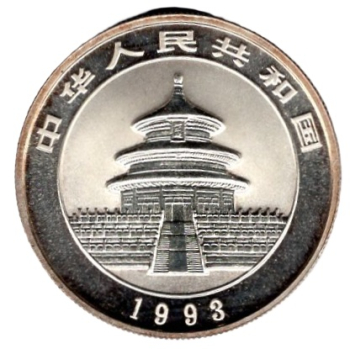 China 5 Yuan 1993 Panda, 1/2 Unze Feinsilber 