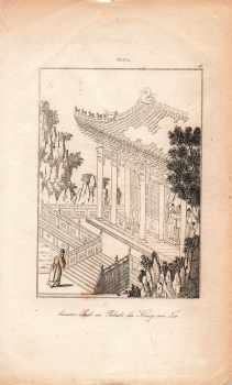 China Palace of the King of Tri original copper engraving around 1790 