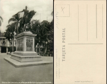 Colombia Cartagena Estatua del Libertador en el Parque de Bolivar * approx. 1930