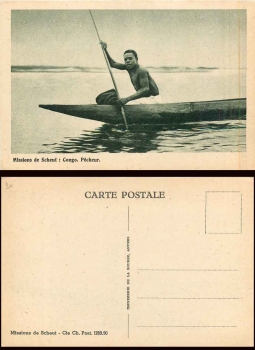 Congo natives in the AK canoe around 1930