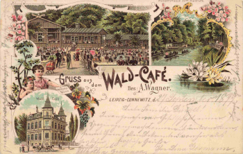 Connewitz Leipzig Wald Cafe Litho o 1899