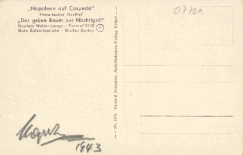 Cospeda Jena Thüringen Gasthof "Der grüne Baum zur Nachtigall" * 1943