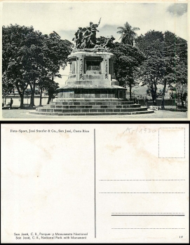Costa Rica San Jose Parque y Monumento Nactional *ca 1930