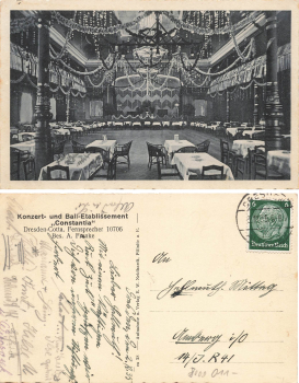 Cotta Dresden Konzert und Ball Etablissement "Constantia" Innenansicht A. Frank o 1935