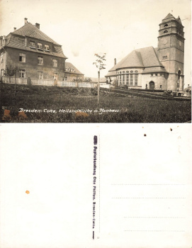 Cotta Dresden Heilandkirche mit Pfarrhaus * um 1920