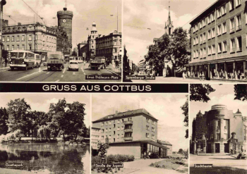 Cottbus Mehrbildkarte o 1970
