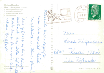 Cottbus Hotel Lausitz Mehrbildkarte o 1972